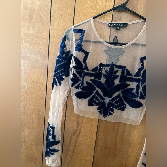 Rare For Love and Lemons FL&L Vienna Velvet Lace Sheer Crop Top XS - Picture 7 of 15